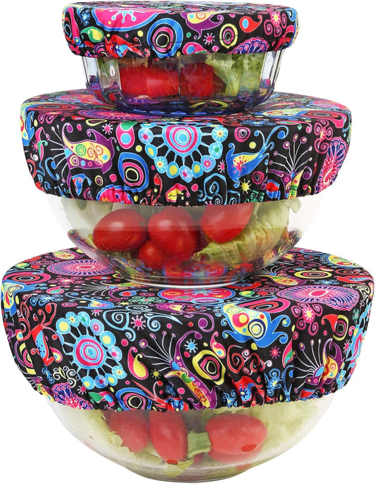 Green Seal Reusable Bowl Covers - Set of 3,Bloom